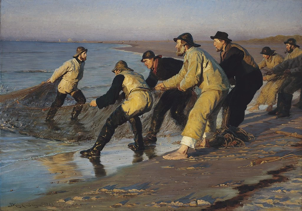 I pescatori di Krøyer tirano la circuizione - Museo di Skagen, Copenaghen